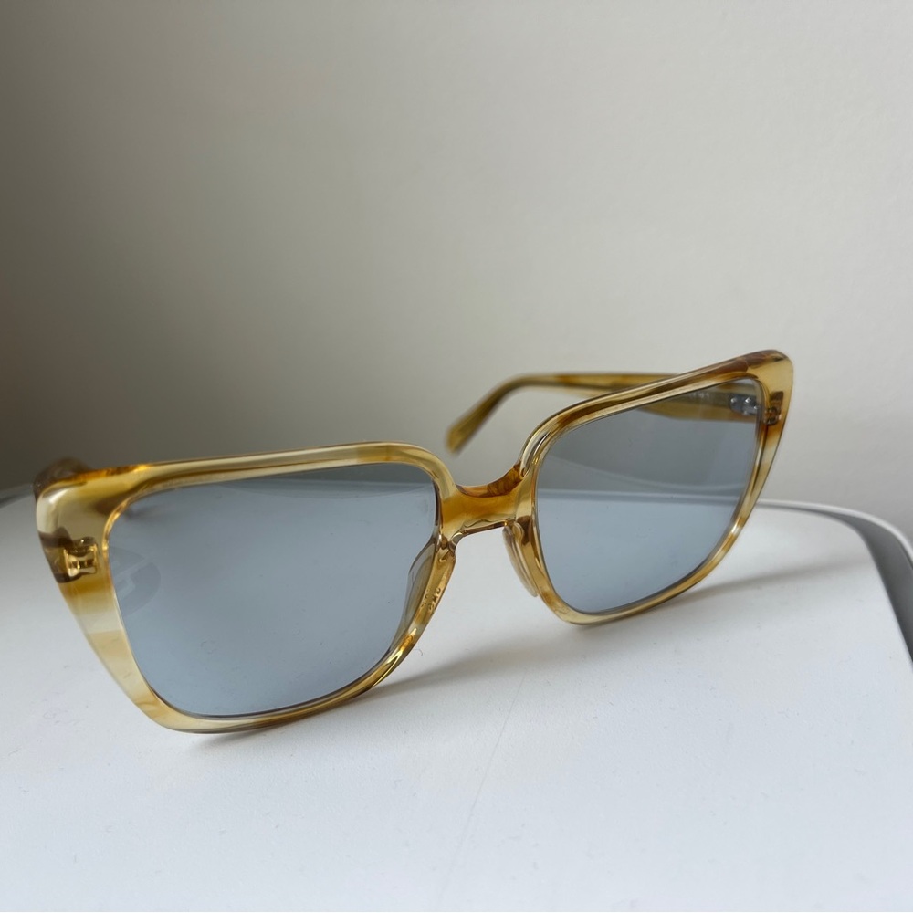 Celine yellow blue lens oversized frame sunglasses - Picture 3 of 8